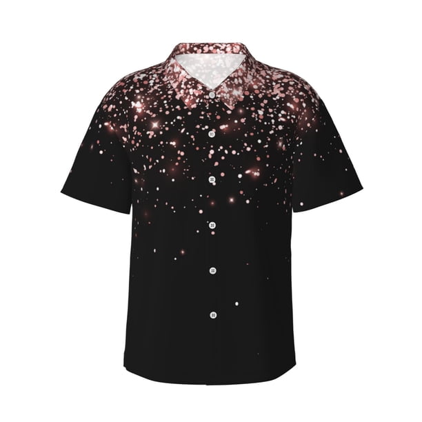 Balery Rose Gold Glitter1 Camisas hawaianas de manga corta para hombre, camisas playeras de corte holgado, camisas de vacaciones con botones,XX-Large