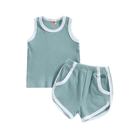

Lieserram Toddler Baby Boys Girls 2PCS Summer Clothes 6 12 18 24 Months 2T 3T 4T Sleeveless Ribbed Tank Tops + Shorts Set