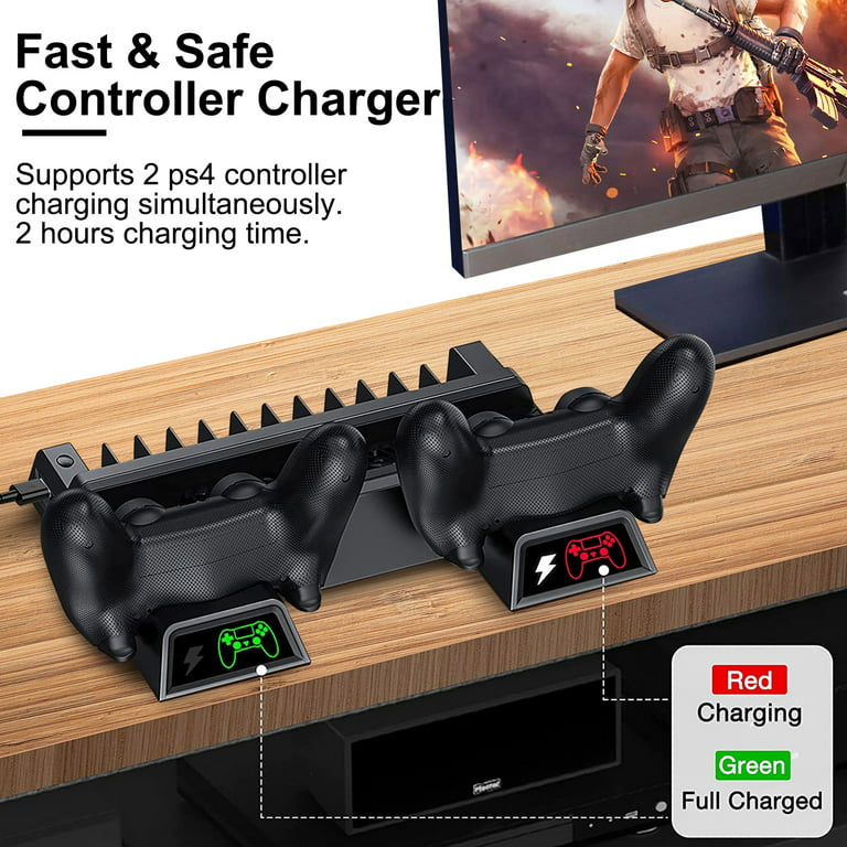 For PS4/PS4 Slim/PS4 Pro Vertical Stand LED Cooling Fan Dual Controller  Charger Charging Station For SONY Playstation 4 Cooler