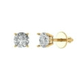 thumbnail image 2 of 0.2 Ct Round Cut Studs Clear Crystal 18K Yellow Solid Gold Everyday Dainty Earrings Screw Back, 2 of 7