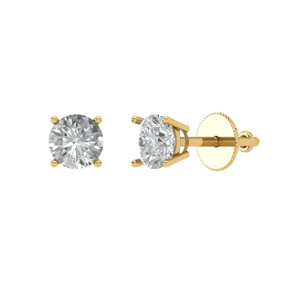 Clara Pucci 0.5Ct Clear Round Cut VVS1 Screw Back Stud 18k Solid hypoallergenic Gold Designer Earrings For April