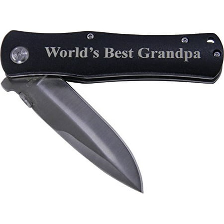 World's Best Grandpa Folding Pocket Knife - Great Gift for Father's Day, Birthday, or Christmas Gift for Dad, Grandpa, Grandfather, Papa (Black (Best Selling Pocket Knife)
