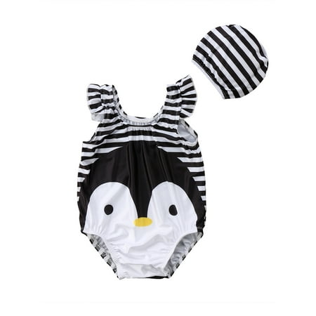 

Livingsenburg Kids Baby Girls Toddler Swimsuit Hat Bathing Bikini Tankini Set
