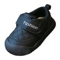 thumbnail image 4 of Dakaela Toddler Shoes Boys Girls Slip on Sneakers Baby Soft Sole Walking Crib Shoes Little Kid Indoor Outdoor with Hook and Loop Black Size 3.5, 4 of 5