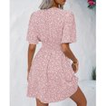 thumbnail image 5 of Lolmot Robes pour Femmes, Robe d'Été pour Femmes à Col en V, Manches Courtes, Imprimée, Taille Haute, Plissée à Motif Floral, 5 of 5