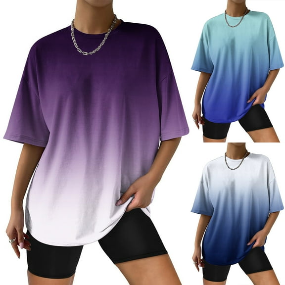 Fesfesfes Women T Shirt Fashion Woman Causal Round Neck Printing Blouse Short Sleeve T-Shirt Summer Tops Tshirts 8(L)