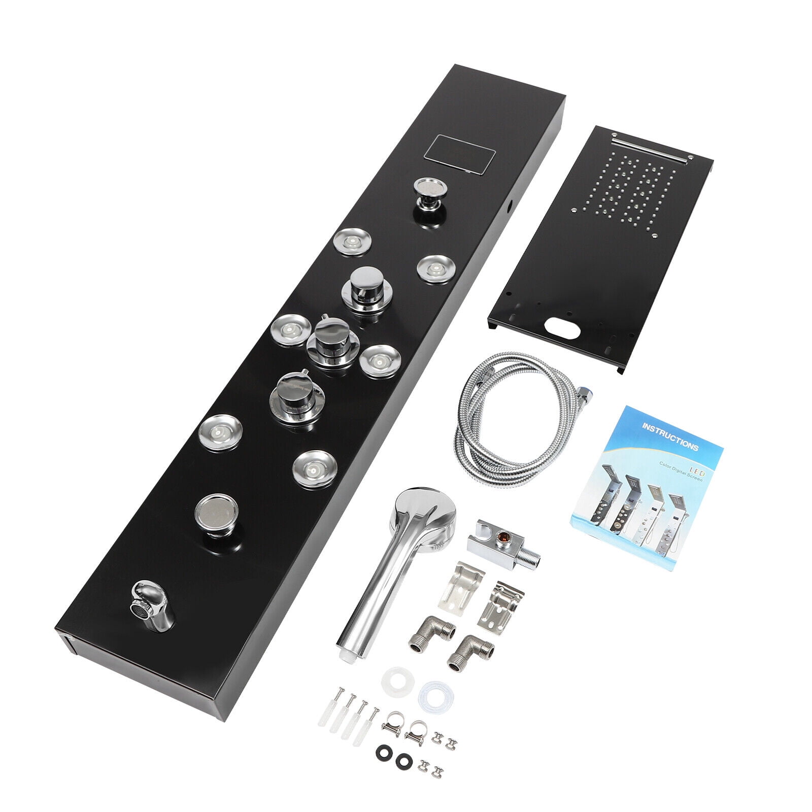 Shower Panel Tower System Stainless Steel Rain Massage Full Body Shower System Hydroelectricity Display w/Jets
