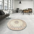thumbnail image 3 of Ahgly Company Indoor Round Traditional Camel Brown Medallion Area Rugs, 3' Round, 3 of 6