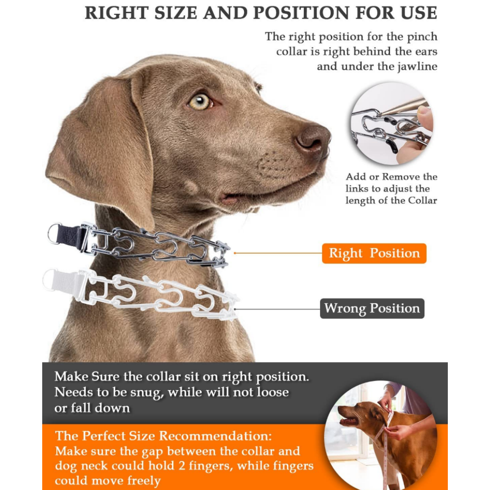 Dog Pinch Training Collar Dog Training Stainless Steel Choke Chain Dog Collar Adjustable Metal Steel Prong Pinch Walmart