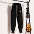 thumbnail image 2 of safuny Women's Thicken Jogger Cuff Pants Solid High Elastic Waist Clothing Running Gym Sports Retro Summer Comfy Trousers Fashion Black XL, 2 of 7