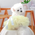 thumbnail image 6 of PEONAVET Easter Dog Dress, Spring Easter Bunny Embroidery Pet Costume for Dog Cats, Cute Yelloe Tulle Outfit for Holiday Party Decorations(S), 6 of 6