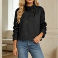thumbnail image 5 of Rciityk Women's Double Breasted Short Trench Jacket with Belted, Long Sleeve Stand Collar Windbreaker Fall Jackets with Pockets for Daily Wear, 5 of 5