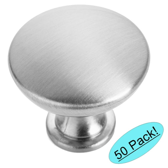 Cosmas 5305SN Satin Nickel Traditional Round Solid Cabinet Hardware Knob - 1-1/4" Diameter - 50 Pack