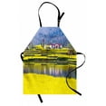 thumbnail image 1 of Yellow Flower Apron Rural Spring Scenery in Northern Shaanxi China Blossoming Farmland, Unisex Kitchen Bib Apron with Adjustable Neck for Cooking Baking Gardening, Yellow Hunter Green, by Ambesonne, 1 of 3