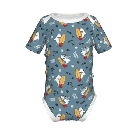 

Yiaed Surf Shark Print Infant Climbing Short Sleeve Onesie One-Piece Baby Bodysuit Clothes 0-12 Months -6 Months