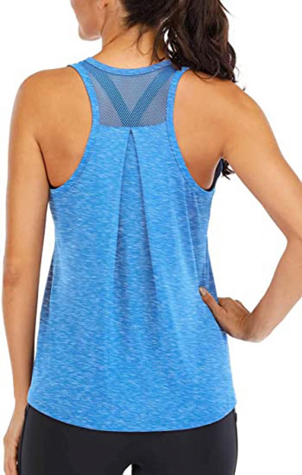 siilsaa Workout Tops for Women Loose Fit Raceback Sleeveless Workout Tank Tops Backless Muscle Athletic Tank Tops Yoga Shirts 