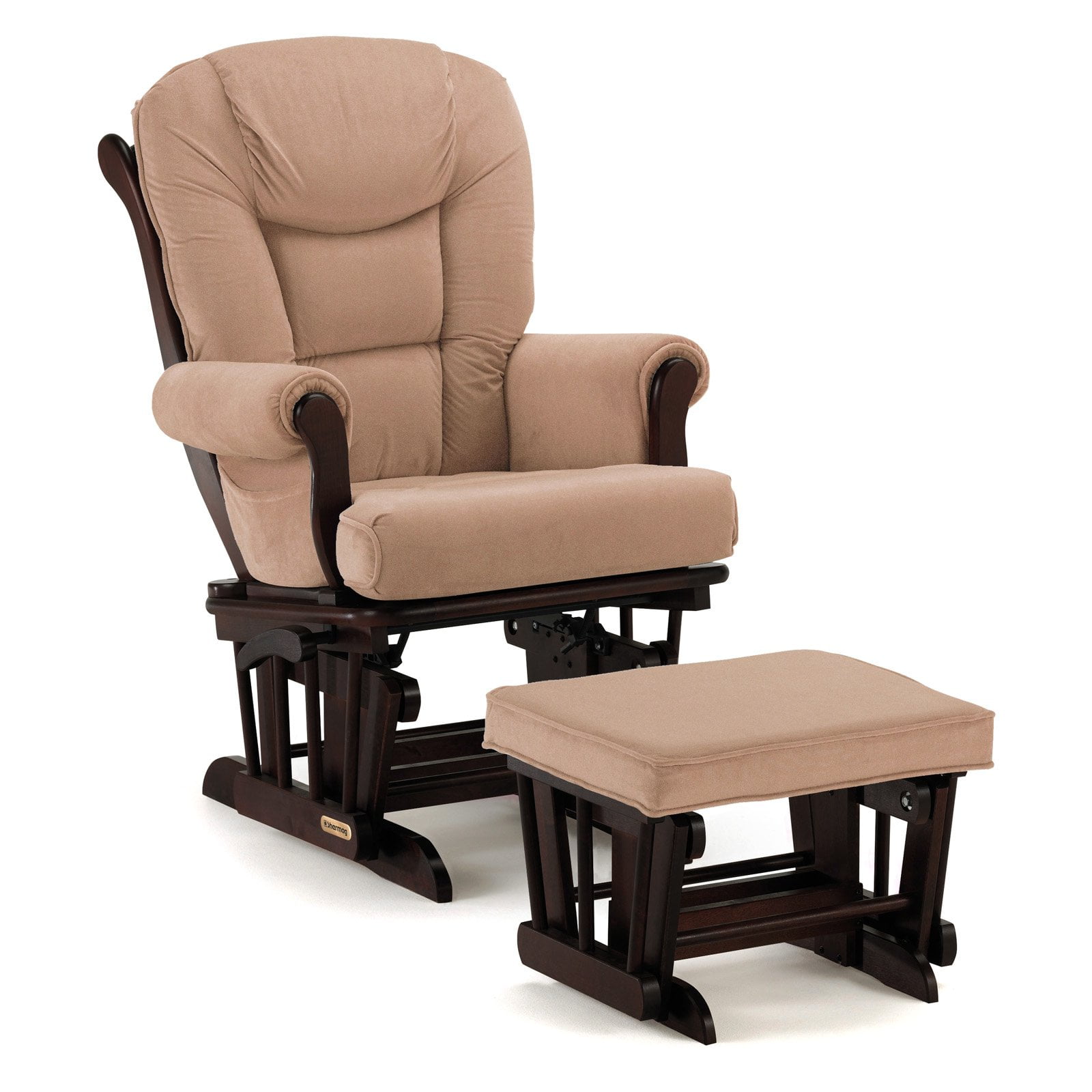 angel line windsor glider and ottoman white finish and pink cushions