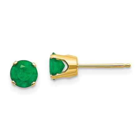Roy Rose Jewelry 14K Yellow Gold 5mm Emerald Earrings - May 1.06-Carat tw