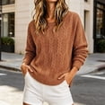 thumbnail image 4 of Xdegoge Womens Cable Knit Sweaters Crew Neck Long Sleeve Pullover Casual Relaxed Fit Cozy Fall Winter Warm Vintage Chunky Jumper Tops Everyday Fashion Knitwear, 4 of 8