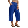 thumbnail image 2 of Erwazi Capri Pants for Women Cotton Blend High Elastic Waist Casual Lightweight Loose Fit Daily Wear Going Out Capris, 2 of 9