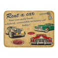 thumbnail image 1 of SIDONKU Vintage Rent Car Retro Travel Insurance 1950S Vehicle Automotive Doormat Floor Rug Bath Mat 23.6x15.7 inch, 1 of 1
