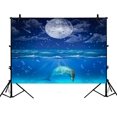 thumbnail image 1 of BSDHOME 7x5ft Peaceful Night Sky with Moon Stars Backdrops, Sleeping Dolphin in Deep Sea Photography Backdrops Polyester Photo Background Studio Props, 1 of 3