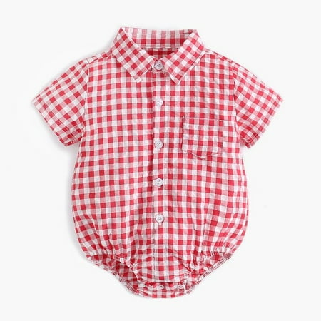 

PIKADINGNIS 0-3Y Newborn Baby Boy Clothes Cotton Bodysuit For Kids Summer Childrens Clothing Short Sleeve Plaid Gingham Gentleman Romper
