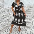 thumbnail image 2 of Vestido de Verano de Manga Corta para Mujeres Moda Sexy Tamaño Grande Impresión Plegado Cuello en V, Playa Casual Y Vestido de Fiesta, 2 of 6