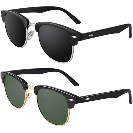 Polarized Sunglasses For Men & Women – Retro Semi-Rimless Frame, UV400 Protection For Driving