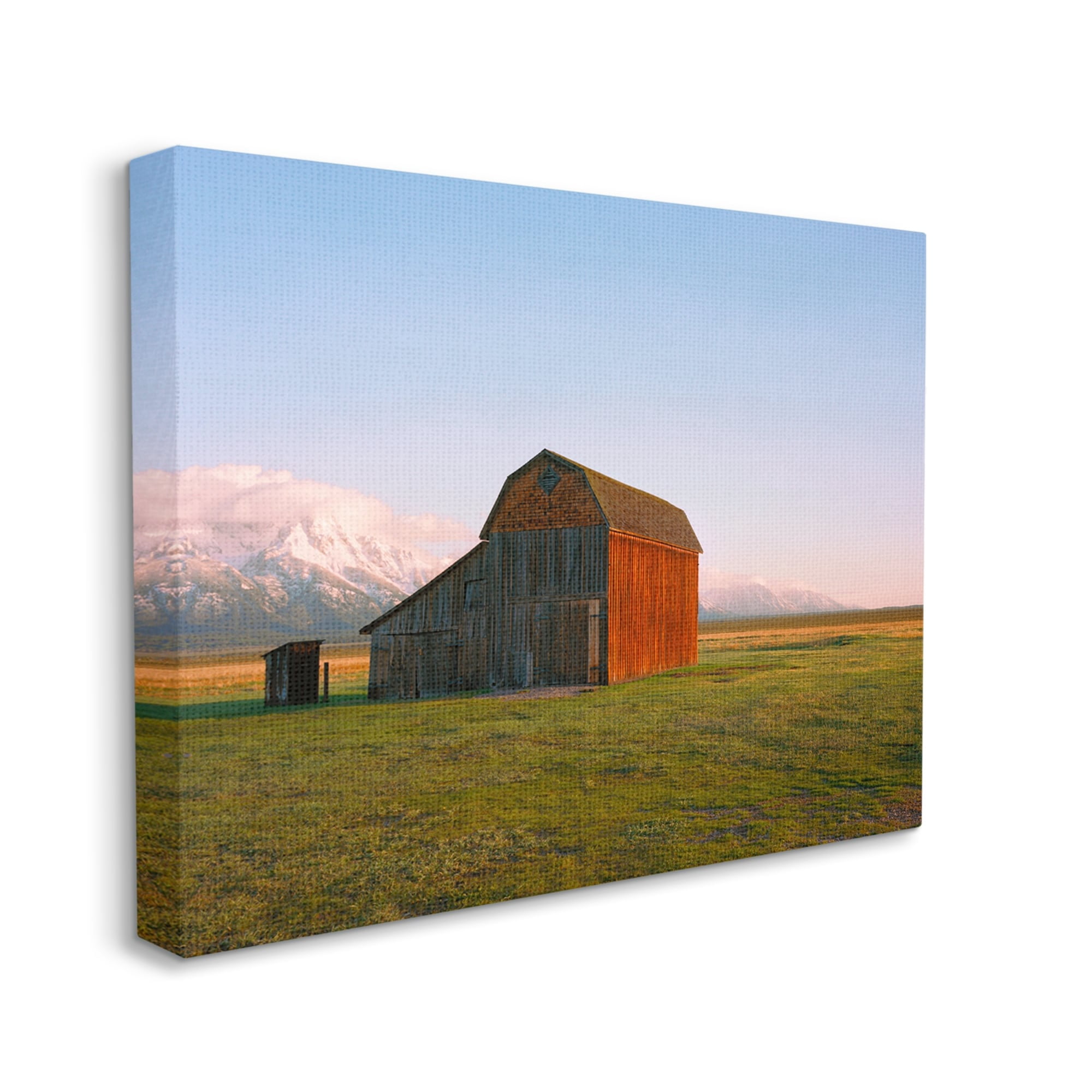 Stupell Industries Rural Barn Mountain Range Clear Country Sky Sunset,20 x 16, Design by Sol Rapson