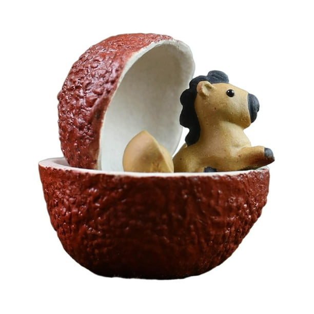 Mini figura de caballo de arcilla morada para decoración de fiestas de té Amarillo