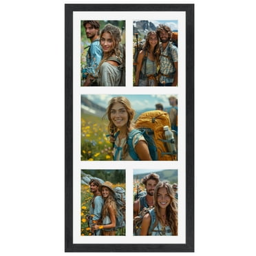 5 Opening Collage Picture Frame, Horizontal and Vertical Black Photo Frame for Wall Mounted
