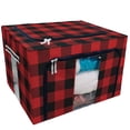 thumbnail image 1 of EREHome Lumberjack plaid Storage Bag Clear Window Storage Bins Boxes Large Capacity Foldable Stackable Organizer With Steel Metal Frame For Bedding,Clothes,Closets, Bedrooms, 1 of 3