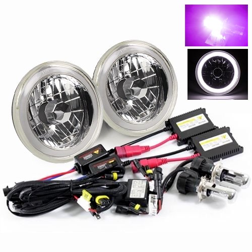 Modifystreet 100k H4 3 Bi Xenon Hi Low Hid Hi Power White Led 3d Halo Tube H6014 H6015 H6017 H6052 H6024 7 Round Semi Sealed Beam Headlights Conversion Kit Chrome Crystal Walmart Com Walmart Com