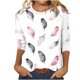 thumbnail image 2 of Fiudx Ofertas de La Semana Camiseta Estampada a La Moda para Mujer, Blusa de Mangas 3/4, Tops Informales con Cuello Redondo, 2 of 4