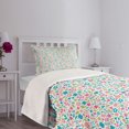 thumbnail image 3 of Ambesonne Cartoon Quilted Bedspread Set 2 Pcs, Floral Pattern Polka Dots, Twin Size, Multicolor, 3 of 5