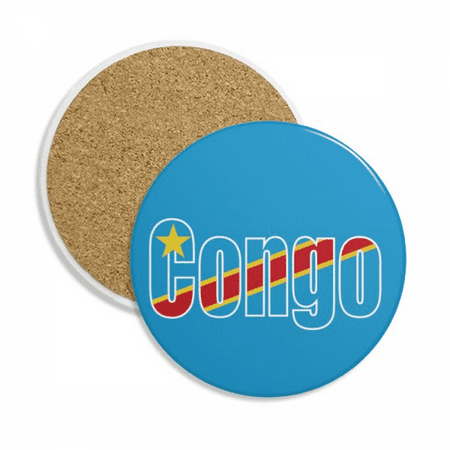 

Congo Country Flag Name Coaster Cup Mug Tabletop Protection Absorbent Stone