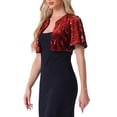 thumbnail image 4 of Inspire Chic Chaqueta Bolero de Lentejuelas para Mujeres con Mangas Acampanadas, Chaquetas Brillantes y Brillantes XL Rojo, 4 of 6