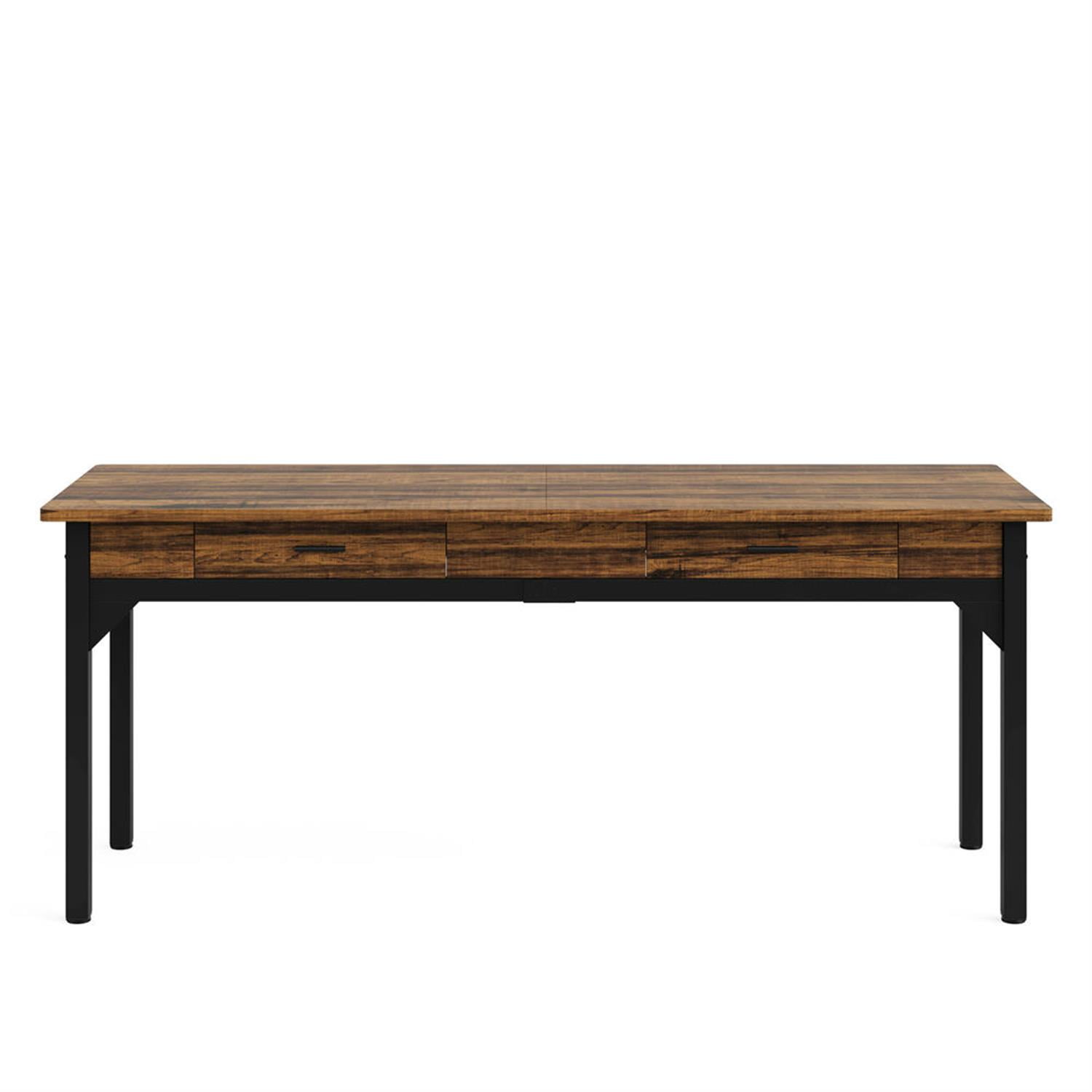 Demi Bonn 78" Industrial Two Computer Desk with 2 Drawers, Modern Double Study Writing Gaming Table for Home Office, Brown