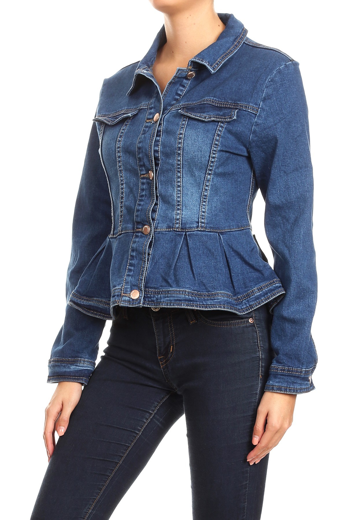 Fashion2Love Women's Plus / Juniors Size Premium Denim Premium Bodice Long Sleeve Jacket - image 2 of 8