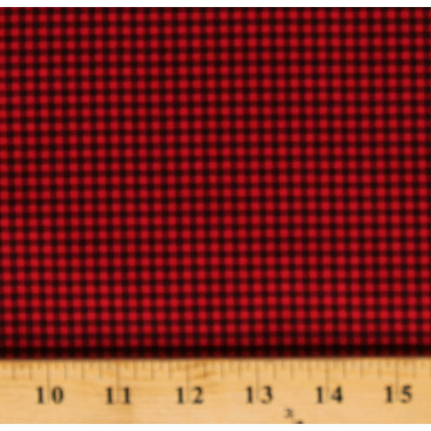 Cotton Red and Black Gingham Check 1/10" Squares Cotton Fabric Print by