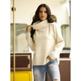 thumbnail image 3 of 2020 Hiver Chandail Tricot à Col Roulé pour Femmes Manches Longues Chandail à Carreaux Fente Latérale Manteau à Carreaux Coupe Ample Hauts, 3 of 6