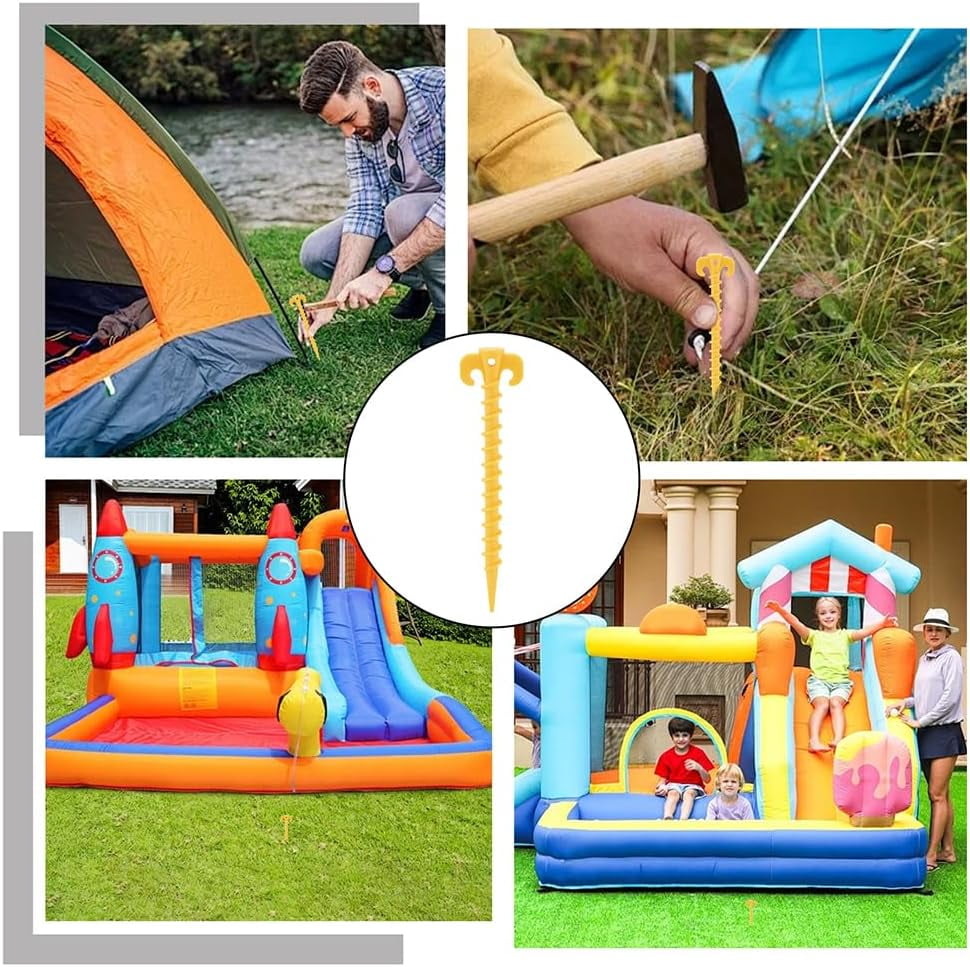 32 Pcs Heavy Duty Plastic Tent Stakes 7.64 Inch Gold Sand Stakes Camping Awning Pegs Nails Windproof Outdoor Tent Anchors