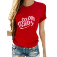thumbnail image 1 of UKAP Ladies Tee Crew Neck T-Shirt Baby Print Tops Loose Fit Work Shirt Red S, 1 of 2