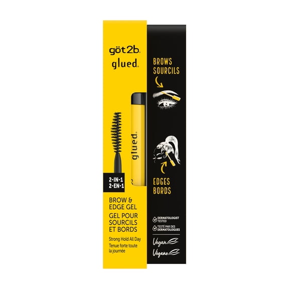 got2b Glued 2-in-1 Brow Gel & Edge Control, Strong Hold Eyebrow & Hair Mascara, 0.54 oz