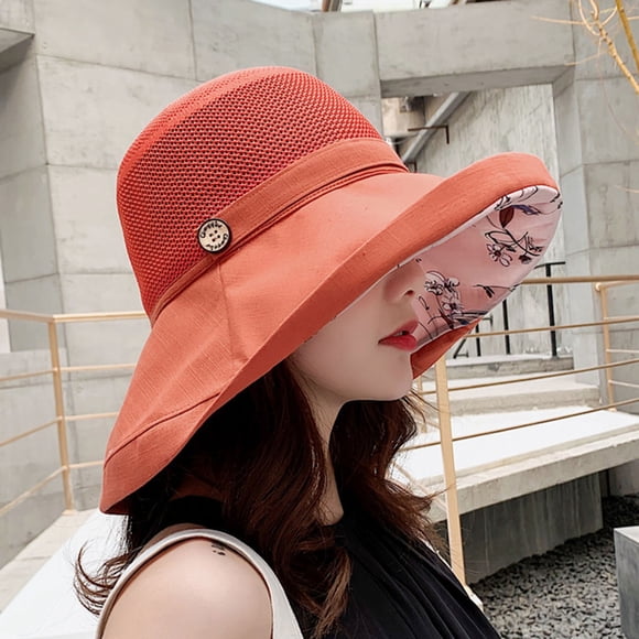 Chapeau de Soleil pour Femmes Chapeau de Printemps et d'Été Motif Visage en Maille Chapeau de Bassin Visière de Soleil Extérieure