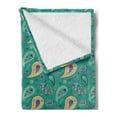 thumbnail image 2 of Paisley Soft Flannel Fleece Throw Blanket, Rhythmic Abstract Motifs Warm Tones Traditional Illustration, Cozy Plush for Indoor and Outdoor Use, 60" x 80", Dark Seafoam and Multicolor, by Ambesonne, 2 of 5