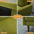 thumbnail image 5 of Hybition Velvet Loveseat Modern Sofa with Wooden Legs for Living Room-Army Green, 5 of 6