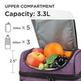 thumbnail image 4 of Tirrinia Insulated Lunch Box for Men Women, Leakproof Thermal Bento Lunch Bag Cooler Tote, Dual Compartment with Shoulder Strap, 10.3" x 7.5" x 8.6", Purple, 4 of 8