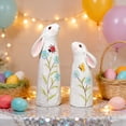 thumbnail image 4 of Wooden Bunny Figurines Set of 2, Hand Carved Multicolor Rabbit Decorations for Easter, Shelf, Tiered Tray and Farmhouse Home Decor, 4 of 6